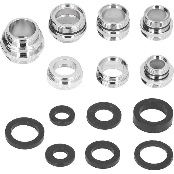 Allecto plus - Metalen Kraan Adapter Kit met Pakkingen en Tuinsproeier Connector Set voor Keuken en Tuinbeiten, Slangomleider Accessoires en Waterbesparende Beluchter - 7 Stuks