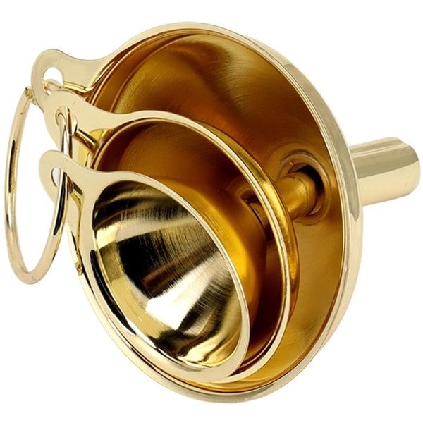 Allecto plus - RVS Trechterset 5-delig met Zijhandvat - Goud - Keuken Accessoires voor Inblikken - Vloeibare Metalen - Keukengereedschap