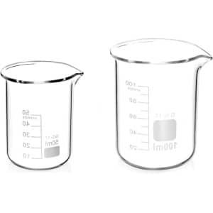 Allecto plus - Set van 2 glazen maatbekers 50 ml en 100 ml - Keuken en laboratorium accessoires