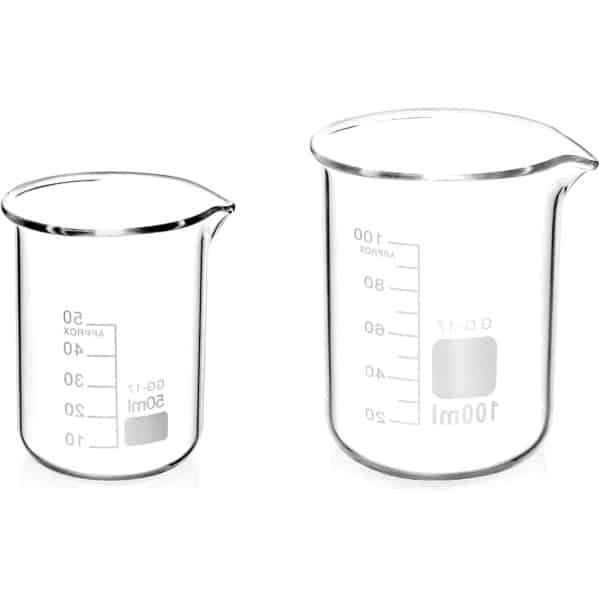 Allecto plus - Set van 2 glazen maatbekers 50 ml en 100 ml - Keuken en laboratorium accessoires