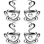 Allecto plus - Set van 2 paar muurstickers voor koffiekopjes, zelfklevend, keuken decoratie bar kunst - Restaurant Decoratie Accessoires