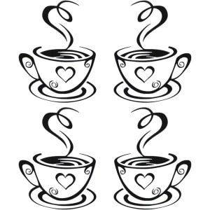Allecto plus - Set van 2 paar muurstickers voor koffiekopjes, zelfklevend, keuken decoratie bar kunst - Restaurant Decoratie Accessoires