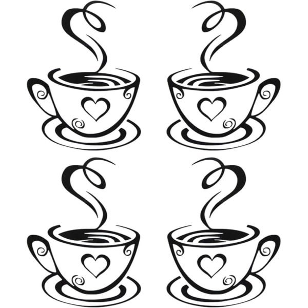 Allecto plus - Set van 2 paar muurstickers voor koffiekopjes, zelfklevend, keuken decoratie bar kunst - Restaurant Decoratie Accessoires