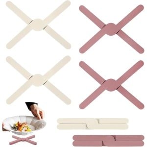 Allecto plus - Siliconen pannenonderzetters 6 stuks, hittebestendig, inklapbaar, pan, potten, hete pannen, keuken accessoires.