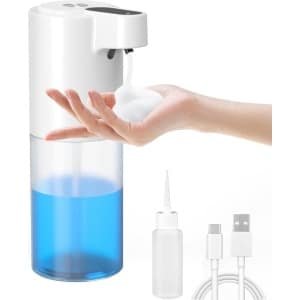Automatische Handzeepdispenser 300 ml oplaadbaar elektrische zeepdispenser met infraroodsensor IPX5 waterdicht schuimzeepdispenser voor keuken en badkamer - wit
