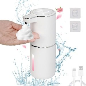 Automatische Handzeepdispenser elektrische zeepdispenser- wandbevestiging met sensor- 380 ml- oplaadbaar- schuimzeepdispenser- keuken- badkamer- school