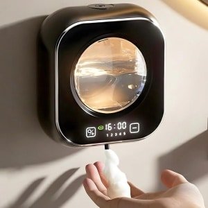 Automatische zeepdispenser, 320ML contactloze smart hand zeepdispenser, 5 verstelbare zeepniveaus, oplaadbare muur gemonteerde elektrische zeepdispenser, badkamer, keuken, kantoor (zwart)
