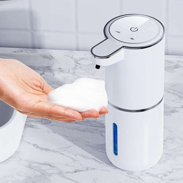 Automatische zeepdispenser, wandbevestiging, contactloos, 380 ml, elektrische zeepdispenser met sensor, USB-oplaadbaar, schuimzeepdispenser voor badkamer, keuken, kantoor