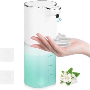 Automatische zeepdispenser wandbevestiging zonder boren- 400 ml -elektrische zeepdispenser -USB-oplaadbaar -IPX5 waterdichte -voor keuken en badkamer -wit