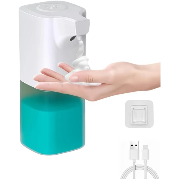 Automatische zeepdispenser, waterdicht, elektrische zeepdispenser met infraroodsensor, zonder boren, USB-oplaadbaar, schuimzeepdispenser voor badkamer, keuken, kantoor