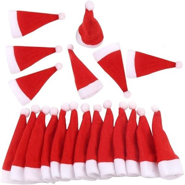 Bestekzakjes Kerstmuts - 20 stuks - Servies Houder Tas - Kerst bestekmutsjes - Woondecoratie - Kerstdecoratie - Accessoires Keuken Servies Holde - Bestek - Mes & Vork - 12×6cm - Rood