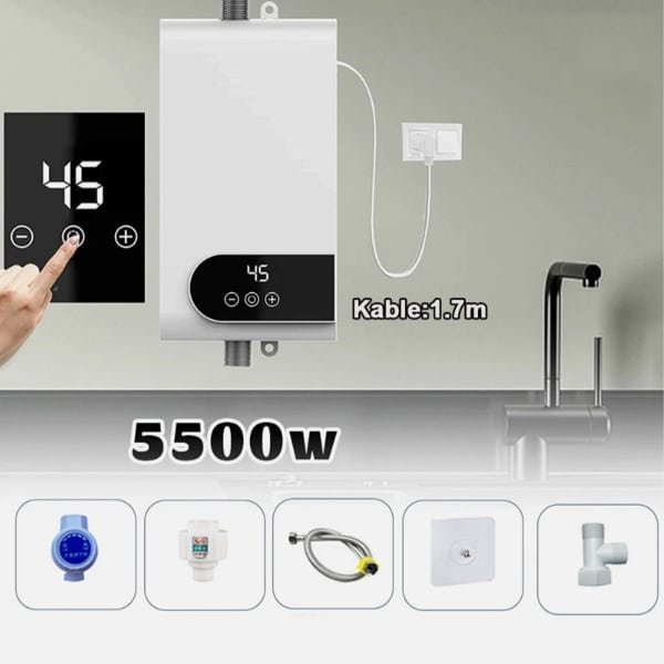 Boiler-5500W elektrische boiler-direct verwarmend-badkamer, keuken, tankloze boiler-Wit