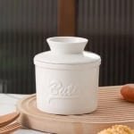 Boterbel Wit - Botervloot - Boterpot Watergekoelde Botervloot Met Waterlijn - Keramische Boterbel Voor Smeerbare Boter - Cadeau Voor De Keuken - Keuken Accessoires - Keuken Tools - Franse Botervloot - Butter Bell - Butter Crock