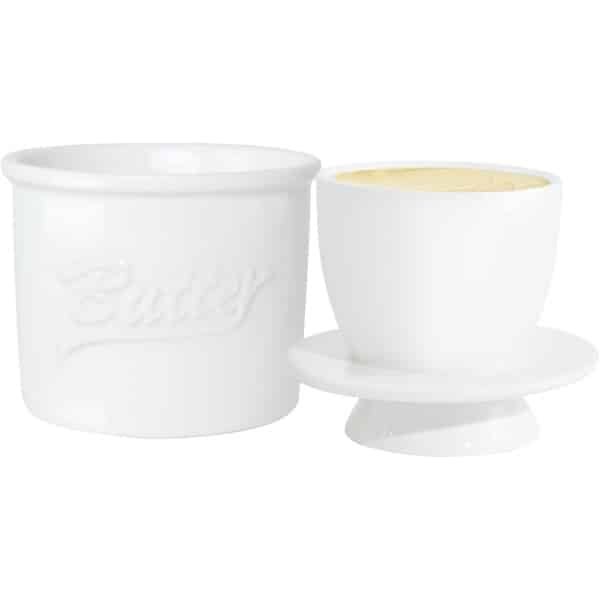 Botervloot - Wit - botervloot met deksel -botervloot keramiek - Watergekoelde Botervloot Met Waterlijn - Keramische Boterbel Voor Smeerbare Boter - Cadeau Voor De Keuken - Keuken Accessoires - Keuken Tools - Franse Botervloot