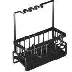 CHIWIN Spoelbak Organizer - Opbergrek voor Keuken - Afdruiprek Spoelbak - Keuken Accessoires - Met Afneembaar Druiprek - Zwart - 23x9x25 cm - Snel Geplaatst