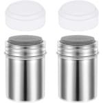 Cacaostrooier set van 2, roestvrij staal, luchtdicht deksel, poedersuiker, kaneel, cacaopoeder, keuken accessoires