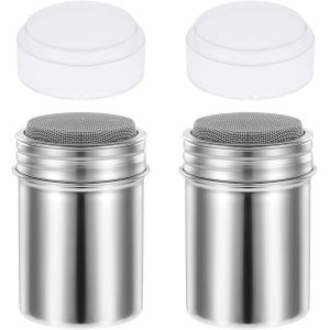 Cacaostrooier set van 2, roestvrij staal, luchtdicht deksel, poedersuiker, kaneel, cacaopoeder, keuken accessoires