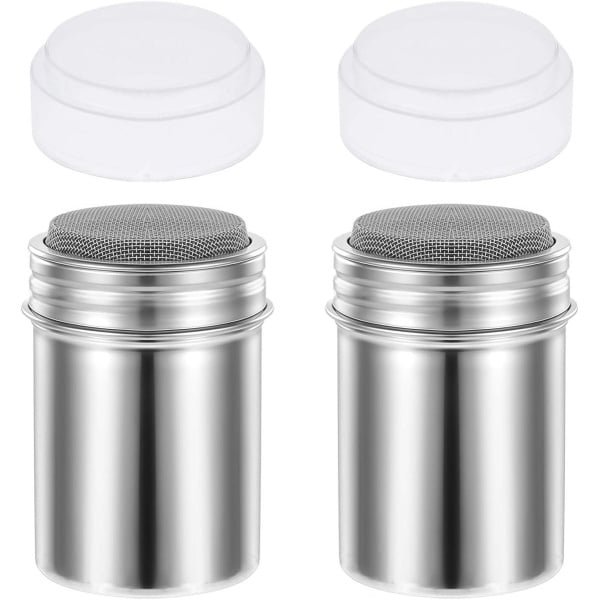 Cacaostrooier set van 2, roestvrij staal, luchtdicht deksel, poedersuiker, kaneel, cacaopoeder, keuken accessoires