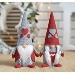 Christmas Gnomes Set of 2 - Kerst Gnomes - Kerstdecoratie - Gnomes Accessoires - Decoratie voor Thuis en Keuken - Rood en Grijs