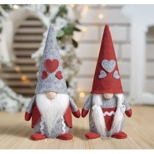 Christmas Gnomes Set of 2 - Kerst Gnomes - Kerstdecoratie - Gnomes Accessoires - Decoratie voor Thuis en Keuken - Rood en Grijs