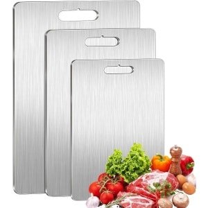 Cosensi - Metalen Snijplanken Set van 3 - RVS 304 - Dubbelzijdig - Keuken Accessoires