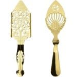 Cosensi - Roestvrijstalen Absintlepel Set - Multifunctionele Koffielepel - Cocktailbar Accessoires - Drinkfilter voor Keuken - Goudkleurig - 5 stuks