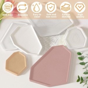Cosensi - Siliconen Vormen Borden met Polygoon Rand Set van 3 - DIY Onderzetters Gietvormen met Handige Vormen - Keuken Accessoires - Creatieve Coasters Maken
