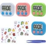 Digitale keukenwekkers set van 4 stuks met stopwatch en timer - Magnetische eierwekker - Keukenwekker met display en knopbediening - Koken en leren - Keuken accessoires