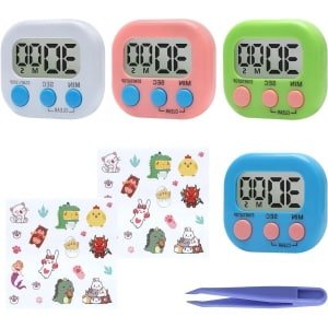 Digitale keukenwekkers set van 4 stuks met stopwatch en timer - Magnetische eierwekker - Keukenwekker met display en knopbediening - Koken en leren - Keuken accessoires