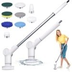 Draadloze Elektrische Schrobber met Lange Steel en 9 Opzetborstels - Krachtige Reiniging Badkamer, Keuken en Tegels