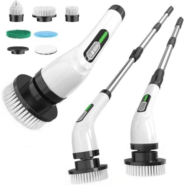 Draadloze Elektrische Spinschrobber voor Badkamer en Keuken - Krachtige Reinigingsborstel met Lange Steel