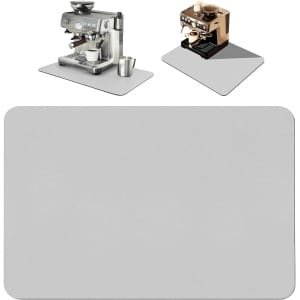 Draining Mat - 40 x 30 cm - Sneldrogende Afwasmat - Keuken Accessoire - Tafelgerei - Koffiemat - Voor Koffiezetapparaten - Lichtgrijs
