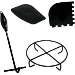 Dutch Oven Accessoireset - deksellifter, dekselstandaard, schraper, praktische barbecue- en outdoor-accessoires voor camping, Dutch Oven en gietijzeren keuken