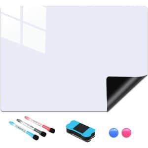 Egoods - Magnetisch whiteboard voor koelkast, keuken en kantoor - Wit magneetbord met accessoires - Afveegbaar - Flexibel magneetbord - Inclusief 3 pennen, 1 gum en 2 magneten