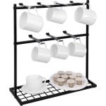 Egoods - Metalen Mok Rek Houder met Opslag - 2 Laags Organizer Boom voor Koffie/Thee Mokken - Keuken/Bar Accessoire
