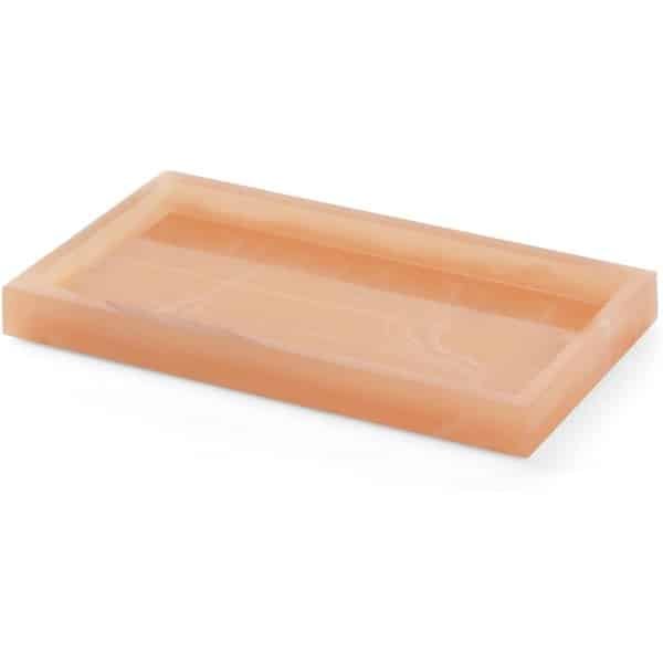 Egoods - Roze Sieraden Organizer Tray - Resin Bak voor Douche, Keuken en Dressoir - Decoratieve Parfum, Ring en Kaarsenhouder - Opbergbak voor Sieraden en Accessoires met Roze Design - 19,7 x 10 x 2 cm.