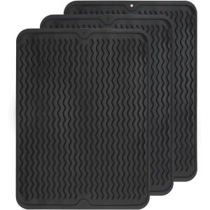Egoods - Siliconen afdruipmat zwart 30x40 cm - servies afdruipmat - droogmat - hittebestendige siliconenmat - keuken accessoire - servies drogen - glazen drogen.