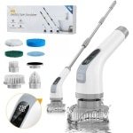 Elektrische Draadloze Schoonmaakborstel 7-in-1 - Grijs - Spin Scrubber met LCD Display & Verlengsteel - 2 Snelheden - 2500mAh - Voor Badkamer, Keuken & Auto