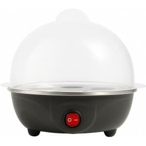 Elektrische Eierkoker met Maatbeker en Deksel - Zwarte 7-Eieren Stomer - Automatische Uitschakeling Eierkoker Machine Zacht Medium of Hard Gekookte Eieren Maker - Eierpocheren voor Keuken