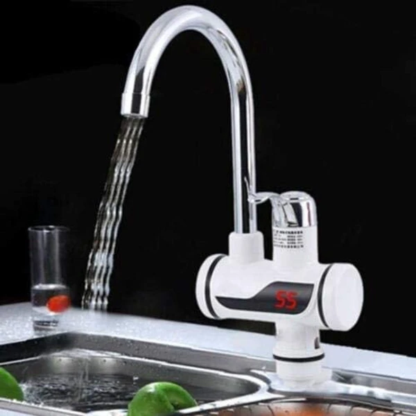 Elektrische Kraan 220V met Zijmontage - Directe Waterverwarmer, LCD-scherm, Wit, Geschikt voor Keuken en Tuin