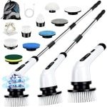 Elektrische Spin Scrubber 9-in-1 met Verstelbare Telescopische Steel en 9 Verwisselbare Borstelkoppen voor Badkamer, Keuken en Auto