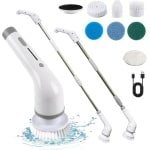 Elektrische reinigingsborstel draadloze centrifuge - verstelbare verlenging - lange steel - 7 vervangbare borstelkoppen - oplaadbaar - badkamer vloer keuken tegels auto schrobber met steel