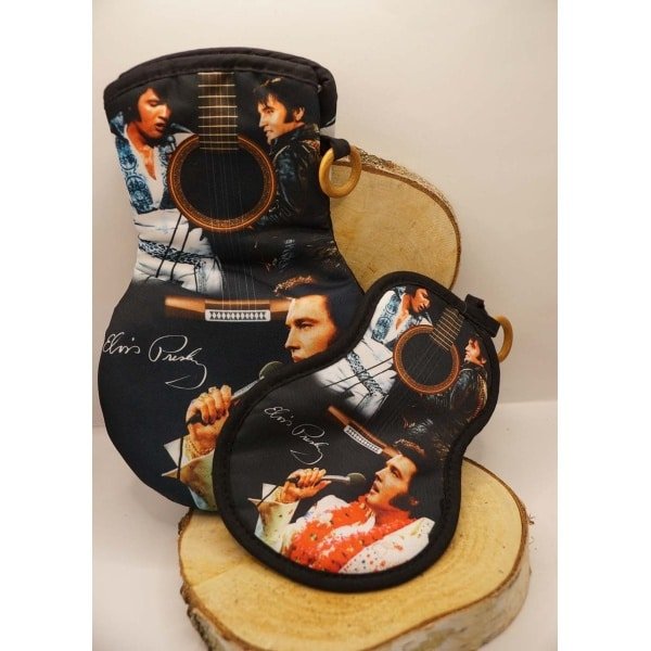 Elvis Presley ovenwanten set van 2 stuks - 2 verschillende ovenwanten van Elvis Presley - keuken accessoires van Elvis Presley - pannenlap Elvis Presley - 2 pannenlappen Elvis Presley - cadeau tip Elvis Presley fan