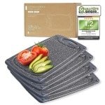 Exitoso ontbijtplank set van 4 - Snijplank vaatwasmachinebestendig - marmeren look donkere snijplank kunststof anti-slip BPA vrij - ontbijtplank kunststof bord set - Keuken accessoires - Broodplank