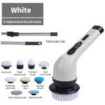 Fytura - 9-in-1 Elektrische Reinigingsborstel met LED-display - Multifunctionele Spin-Scrubber voor Keuken, Badkamer, Salon en Auto - Wit