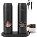Gigicial Zout- En Pepermolen - Elektrische Zout- En Pepermolen - Oplaadbare Molen Voor Vers Kruiden & Eenvoudig Gebruik - 2 Stuk - Keuken/Zwarte