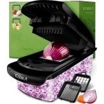 Groentesnijder - Groente- en uiensalade Chopper Handmatig - Aardappelchopper - Groentenhakker en dobbelstenen snijder - Keukengerei Gadgets (2-in-1 Zwart)