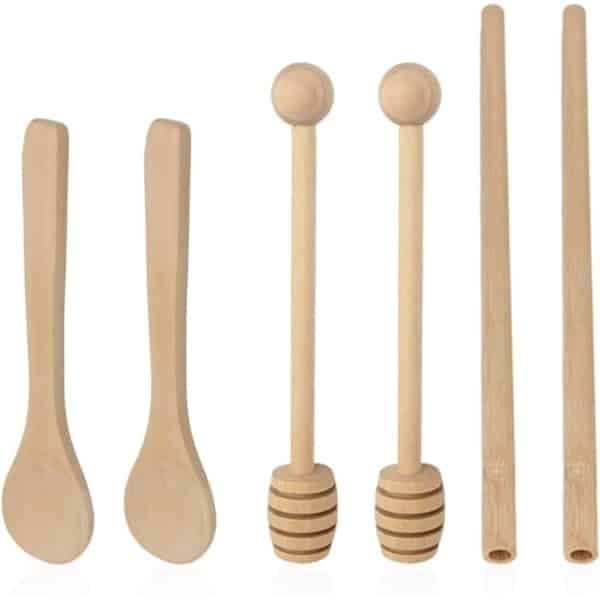 Houten Keuken Accessoires Set - 6 Stuks - Houtkleur - Hout