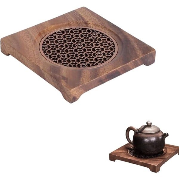 Houten Keuken Onderzetters - Walnoot - Set van 4 - Theepot Accessoires