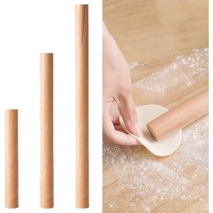 Houten deegroller van beukenhout voor pizza, pasta en brood - Set van 3 stuks - Keuken accessoires - Bakbenodigdheden.